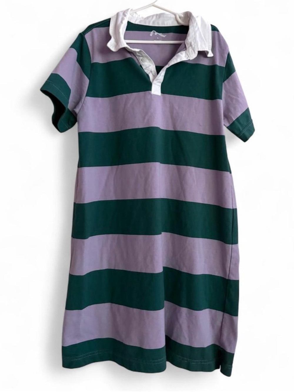 Art Class L Green and Purple Striped Rugby Polo Dress Preppy Retro